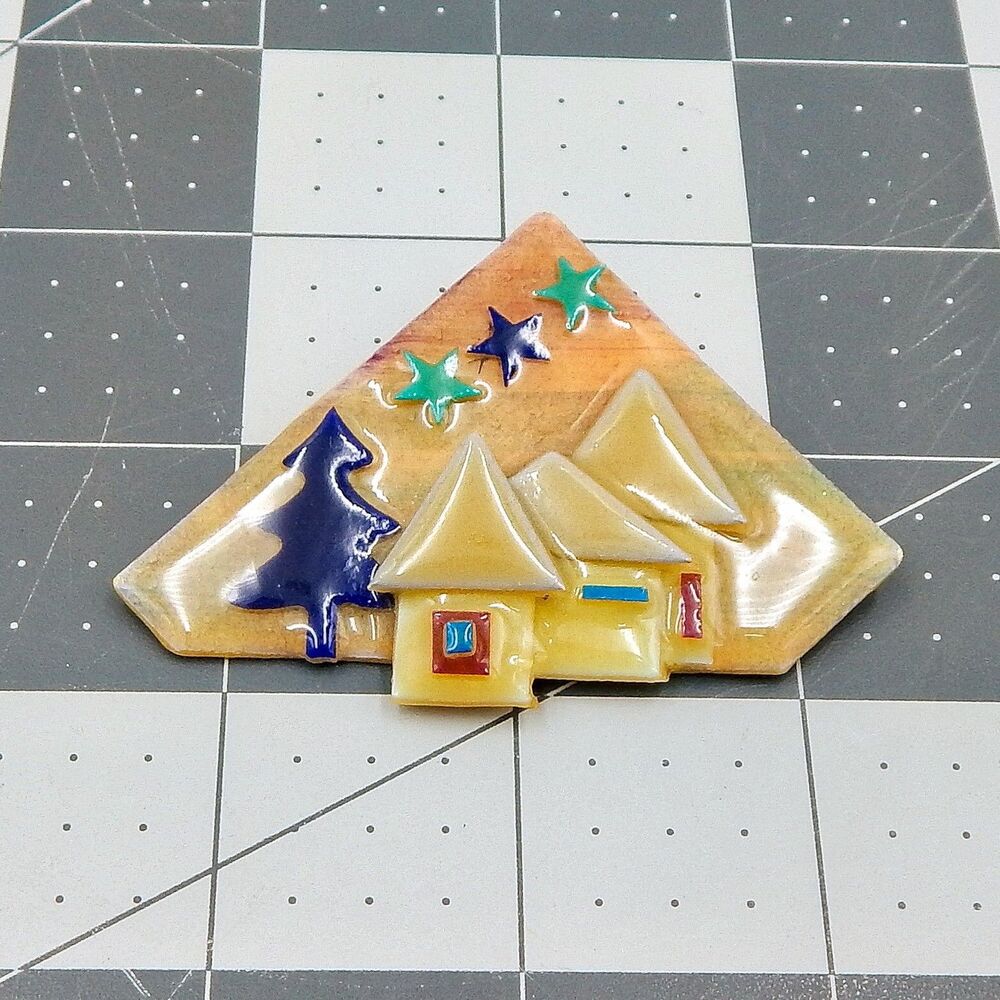 House Pin By Lucinda Pine Tree Stars Cream House Black Green Resin Art
